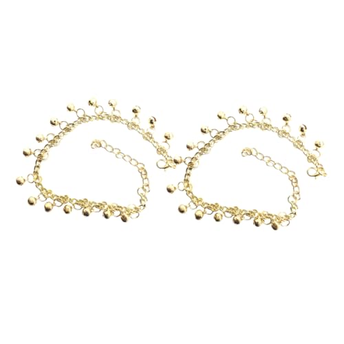 MOKKHNB 2 Stück Damen Fußkettchen mit Glocken Verstellbare Stilvolle Fußschmuck für Sommer für Strand Freizeitoutfits mit Klaren Glockenklängen von MOKKHNB