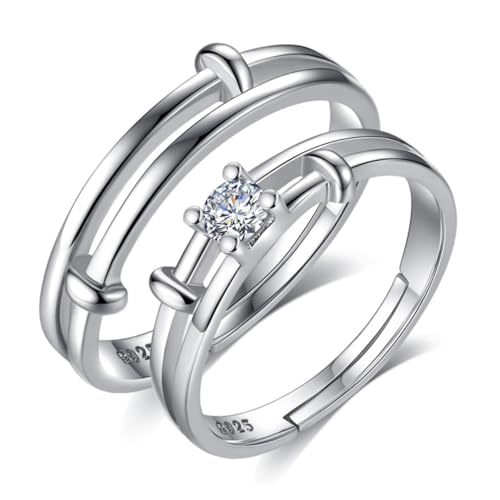 MOKKHNB 2 Stück Elegantes Couple Silber und Langlebiger Fingerschmuck für und Frauen Symbolisiert Liebe für Verlobung Hochzeit und Jubiläumsgeschenke von MOKKHNB
