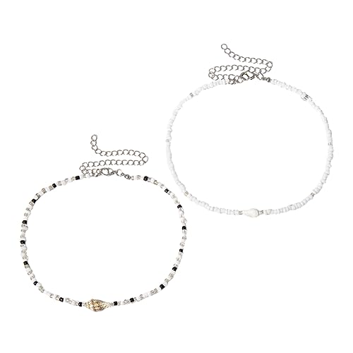MOKKHNB 2 Stück Halskette Beaded Choker Farbige Einstellbare Ketten für Damen im Bohemian Stil für Strandurlaub und Sommermode von MOKKHNB