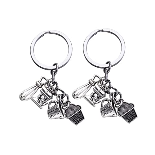 MOKKHNB 2 Stück Schlüsselanhänger Kuchen Schneebesen Design Metall Kreativ Für Auto Handtasche Langlebig Verschleißfest von MOKKHNB