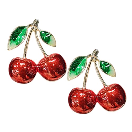 MOKKHNB 2 Stück Süße Legierungs Kirsche Brosche Pins für Damen Dekorative Sicherheitsnadeln Einzigartiges Design für Kleidung Hochwertige Anstecknadeln für Besondere Anlässe von MOKKHNB