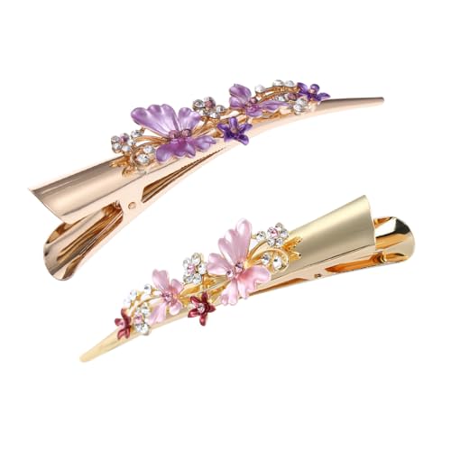 MOKKHNB 2 Stück Teiliges Große Duckbill Haarklammer mit Retro Blumendesign für Frauen Halt Leichte und Bequeme Haarklammer Modischer Haarschmuck für Alltag und Party von MOKKHNB