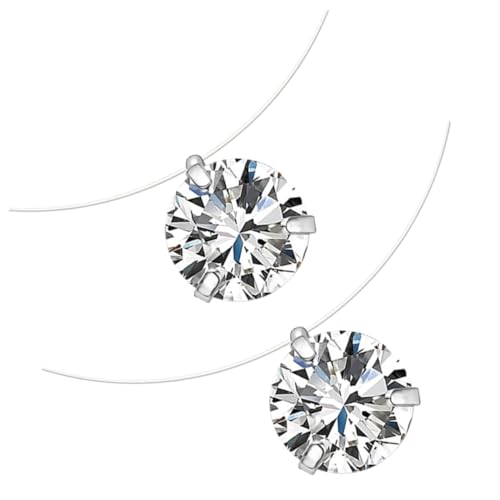 MOKKHNB 2 Stück Transparente Unsichtbare Fischseil Halsketten mit Zirkonia Anhänger Feine Damen Ketten für Alltag Party Geschenk für Mädchen und Freundschaftskette von MOKKHNB