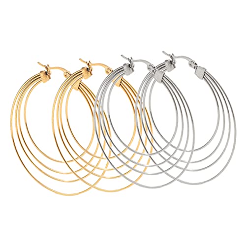 MOKKHNB 2 Paar Creolen Ohrringe Damen Metallohrringe für Frauen Übertrieben Ohr Schmuck Ohrringe für Besondere Anlässe Trendige Ohrschmuck für Party und Alltag von MOKKHNB