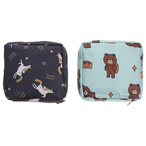 MOKKHNB 2stücke Hygienetasche Für Damen Tragbare Aufbewahrung Für Binden Und Multifunktionale Kosmetiktasche Für Reisen Handtasche Kleine Geldbörse Stilvolles Design Zufällige Muster von MOKKHNB