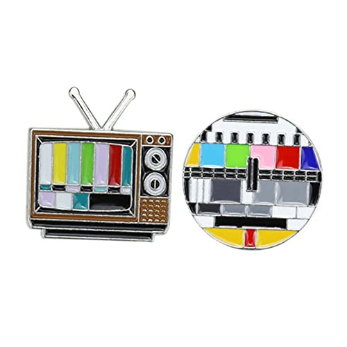 MOKKHNB 2 Stück Retro Tv Kanäle Brosche Kreative Cartoon Anstecknadel Langlebige Kostüm Requisiten Dekoration Für Kleidung Und Taschen Niedliches von MOKKHNB