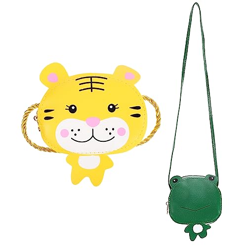 MOKKHNB 2 Stück Umhängetasche für Kleine Mädchen Cartoon Frosch und Tiger Geldbörse Schultertasche für Kinder Süße Mädchen Geldbörse Münzbeutel für Kinder von MOKKHNB