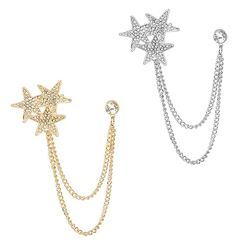 MOKKHNB 2Stücke Teiliges Personalisierte Sternbroschen mit Ketten für Damen und Herren Modisches Accessoire Vielseitig Einsetzbar für Kleidung und Taschen von MOKKHNB