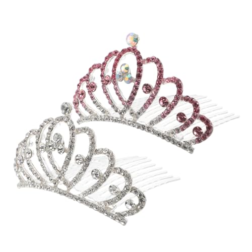 MOKKHNB 2stücke Prinzessinnen Krone Haarkämme Strasssteinen Für Blumenmädchen Hochzeit Geburtstagsparty Haarspangen Junge Mädchen von MOKKHNB