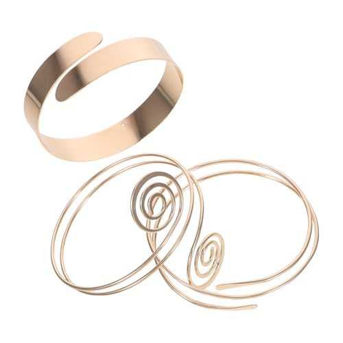MOKKHNB 3 Stück Teiliges Armreif Set Goldfarben Metall Oberarm Manschetten Damen Schmuck Poliert Elegant Vielseitig Kombinierbar Geschenkideen für Alltag und Besondere Anlässe von MOKKHNB