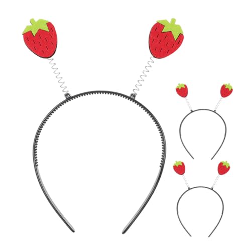 MOKKHNB 3stücke Erdbeer Stirnband Obst Haarband Party Kopfschmuck Für Mädchen Karneval Accessoires Babyparty Kopfbedeckung Foto Requisiten Elastische Stirnbänder Für Kostüme von MOKKHNB