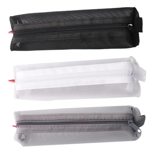 MOKKHNB 3 Stück Teiliges Transparentes Mesh Federmäppchen mit Großer Kapazität Leichtes Stiftetasche für Schreibwarenaufbewahrung Vielseitig für Schule Büro und Alltag Zufällige Farbe von MOKKHNB