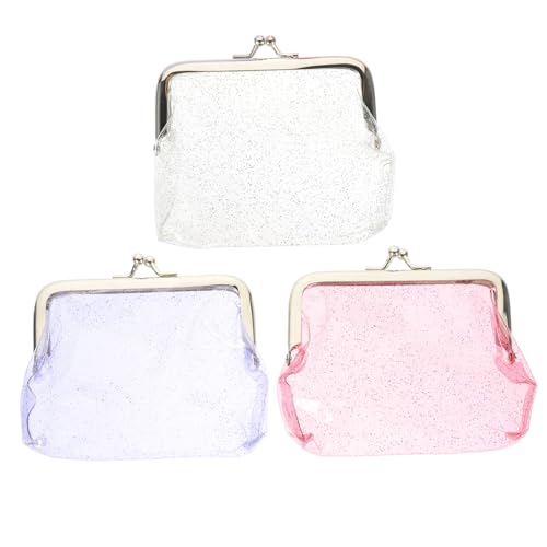 MOKKHNB 3stücke Teiliges Klarer Münzbeutel Mit Klappenverschluss Transparenter Bunter Glitzer-Look Für Frauen Und Mädchen Für Reise Shopping Und Aufbewahrung Von Kleinigkeiten von MOKKHNB