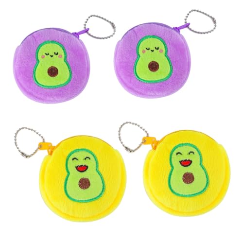 MOKKHNB 4 Stück Cartoon Geldbörse für Frauen Pack Süße Avocado Münztaschen mit Reißverschluss für Kopfhörer Kleingeld und Kleine Gegenstände für Schule Reisen und Freizeit von MOKKHNB