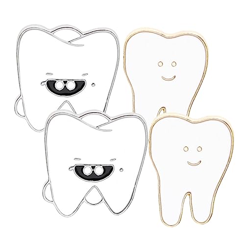MOKKHNB 4stücke Zahnbrosche Clip Mit Verschluss Cartoon Zahn Broschen Für Frauen Rucksacknadel Lustige Anstecknadeln Schmuck Für Taschen Und Jacken von MOKKHNB