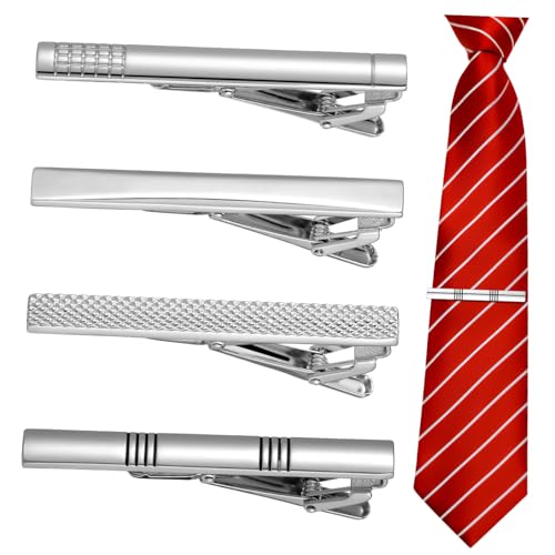 MOKKHNB 4 Stück Krawattenklammern für Herren Minimalistisches Design Rutschfeste Halterung für Business Formelle Anlässe Elegantes Krawattenzubehör für Hochzeiten Partys von MOKKHNB