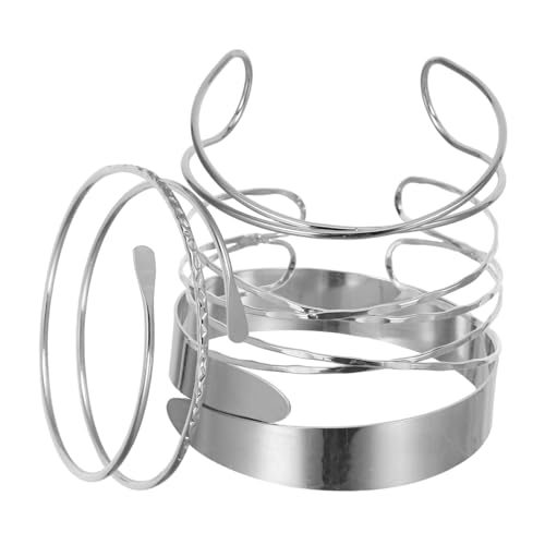MOKKHNB 4stücke Geometrisches Armband Mit Offenem Ende Verstellbares Spiralarmband Für Damen Armschmuck Aus Legierung Modische Armmanschetten Für Frauen Und Mädchen von MOKKHNB