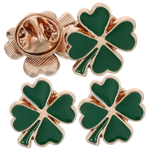 MOKKHNB 4 Stück Emaille 4-Blatt Kleeblatt Brosche Pins Vintage Anstecknadeln Dekorativ für Frauen Modischer Schmuck St Patricks Day Accessoire von MOKKHNB