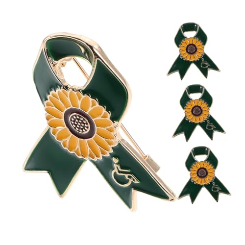 MOKKHNB 4 Stück Teiliges Sonnenblumen Band Anstecknadel Leichtes Legierungs Abzeichen Symbolische Unterstützung für Inklusion Modischer Dekorativer Broschen Pin für Freiwilligenkleidung von MOKKHNB