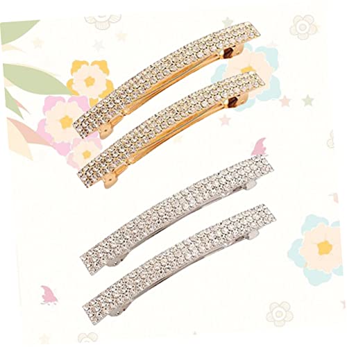 MOKKHNB 4 Stück Teiliges Strass Haarspangen für Frauen und Mädchen Elegante Temperament Haarklammern in Gold und Silber Modische Strass Haarschmuck Langlebige und Praktische Haarclips von MOKKHNB