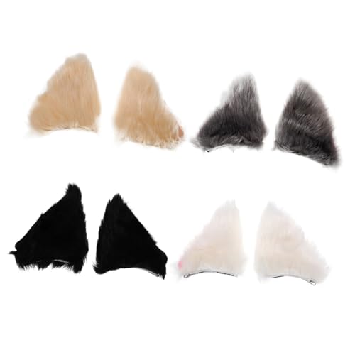 MOKKHNB 4Paare Katzenohren Haarspange Plüsch Clip für Cosplay Partys Atmungsaktiv Komfortabel Vielseitig Einsetzbar für Halloween Karneval Fotoshootings von MOKKHNB