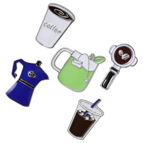 MOKKHNB 5stücke Teiliges Kaffee Kreative Anstecknadeln Für Kleidung Hüte Und Rucksäcke Stilvolle Und Langlebige Dekorationen Aus Legierung Perfektes Für Kaffeeliebhaber von MOKKHNB