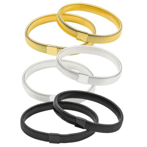 MOKKHNB 6 Stück Teiliges Elastisches Armband für Herren Federnder Armreif in Schwarz Gold und Silber Rutschfeste Manschette zum Fixieren der Hemdsärmel Leicht und Robust für Alltag und von MOKKHNB