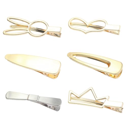 MOKKHNB 6 Stück Teiliges Metall haarspangen aus Legierung Glänzende Entenclips Rutschfeste Haarklammern für Mädchen und Frauen Langlebig mit Gutem Halt Modisches Accessoire für Alltag und von MOKKHNB