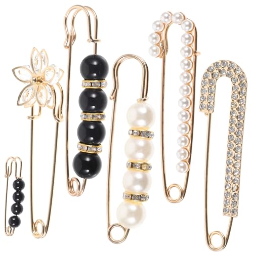 MOKKHNB 6 Stück Perlenbroschen für Hosen Kleider Schals Sicherheitsnadeln für Damen Dekorative Clips zur Anpassung der Langlebige Kleiderverschlüsse MOKKHNB 6 Stück Perlenbroschen für Hosen Kleider Schals Sicherheitsnadeln für Damen Dekorative Clips zur Anpassung der Langlebige Kleiderverschlüsse von MOKKHNB