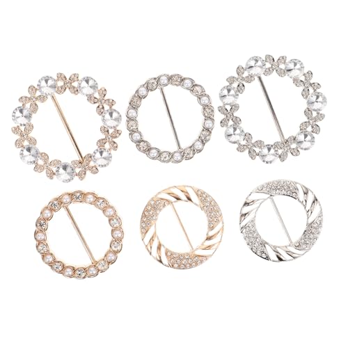 MOKKHNB 6stücke Teiliges Runder Metallschalschnallen Mit Perlenverzierung Tuchspangen Für Kleidung Und Taschen Vielseitig Einsetzbar Glänzendes Gold Und Silber Als Für von MOKKHNB
