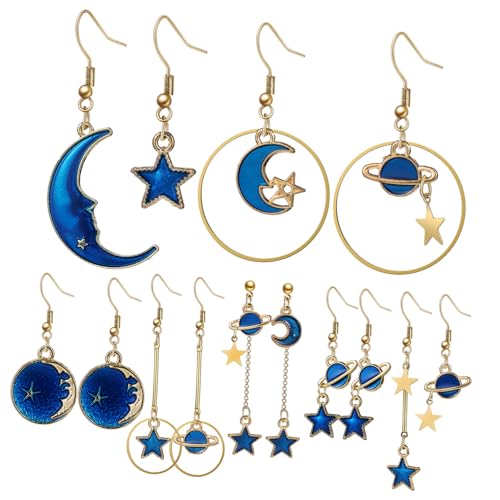MOKKHNB 7Paar Sternanhänger Dangle Ohrringe für Frauen Vintage Schmuckset mit Planeten Design Perfektes für Besondere Anlässe für Partys MOKKHNB 7Paar Sternanhänger Dangle Ohrringe für Frauen Vintage Schmuckset mit Planeten Design Perfektes für Besondere Anlässe für Partys von MOKKHNB