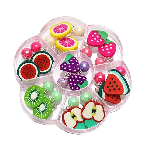 MOKKHNB 7 Paar Obst Ohrclips Für Mädchen Bunte Perlen Ohrclips Nicht Durchbohrbare Ohrmanschetten Kreativer Ohrschmuck Für Frauen Modische Accessoires Ohne Ohrlöcher von MOKKHNB