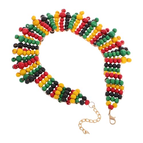 MOKKHNB Afrikanische Lange Perlenkette Für Damen Bunte Holzperlenketten Mehrschichtige Halskette Aus Holz Handgefertigter Schmuck Für Festivals Und Lässige Outfits von MOKKHNB