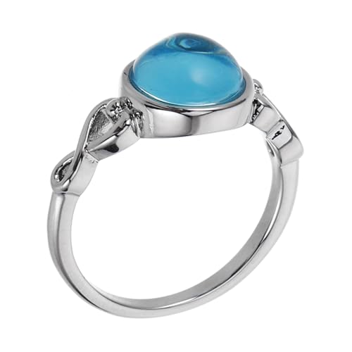MOKKHNB Aquamaringlas Ring für Frauen Verstellbarer Statement Fingerring US Eleganter Hochzeits und Verlobungsschmuck für Anlässe von MOKKHNB