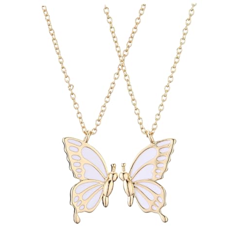 MOKKHNB Butterflies Freundschaftskette Goldfarben Schmetterlingshalskette Damen Geschenk Freundin Geburtstag Weihnachten Stilvoll Elegant von MOKKHNB