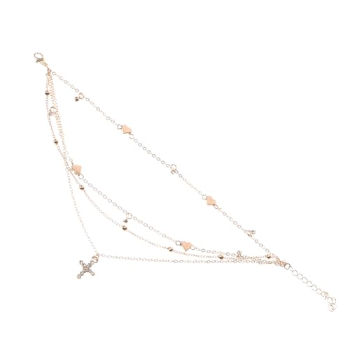 MOKKHNB Damen Fußkettchen Mehrlagig Sternen Motiv Modisch Metall Fußkette Schmuck Accessoire für Strand Urlaub Sommer Beachwear von MOKKHNB