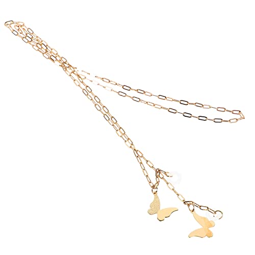 MOKKHNB Kopfhörer Kettenband für Frauen Anti Verlust Kette Metall mit Schmetterlingsdekoration Kabelloser Kopfhörergurt für Sport und Alltag von MOKKHNB