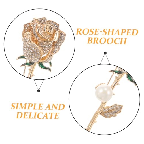 MOKKHNB Elegante Goldfarbene Rosen brosche Damen Anstecknadel mit Perlenverzierung Modisches Kleidungszubehör Langlebige Modebrosche für Mantel Blazer Pullover Geschenkidee von MOKKHNB