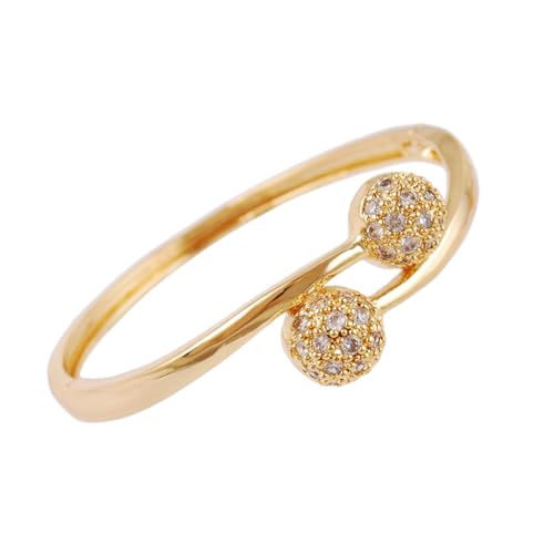 MOKKHNB Elegantes Damen Armreif Armband mit Doppelperlen Offenes Design Modischer Schmuck für Frauen Verstellbarer Goldfarbener Manschettenbangle Geschenkidee für Muttertag und Geburtstag von MOKKHNB