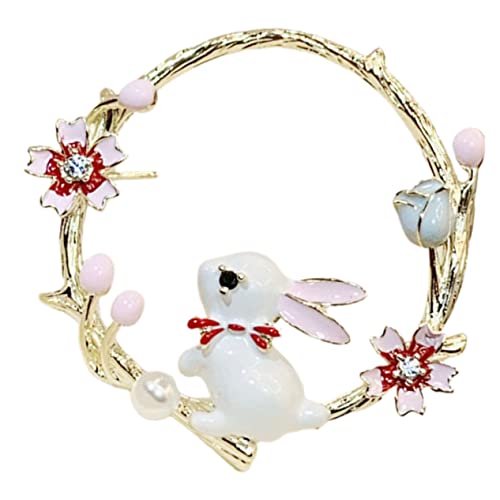 MOKKHNB Entzückende Hasenbrosche Japanische Kaninchen Brosche Niedliches Abzeichen für Frauen Perfektes für Festivals Valentinstag Besondere Anlässe von MOKKHNB