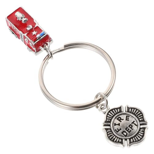 MOKKHNB Feuerwehr Schlüsselanhänger Charm Metall Schlüsselbund mit Feuerwehrauto Design für Feuerwehrmann Dekorativ und Leicht an Taschen Geldbörsen Anzubringen von MOKKHNB