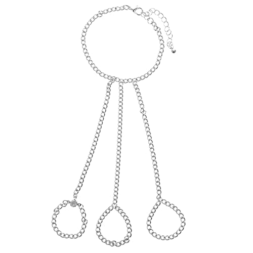 MOKKHNB Punk Stil Damen Handkette Fingerarmband Metall Verstellbare Kette Leicht und Langlebig für Cosplay und Kostümpartys Elegantes Schmuckstück für Frauen von MOKKHNB