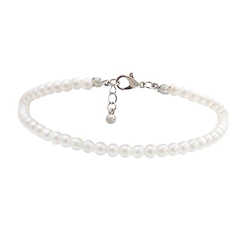 MOKKHNB Fußkettchen Kunstperlen Handgemachte Knöchelkette für Damen Verstellbar für Strand oder Alltagslooks Weißes Design Knöcheldekoration von MOKKHNB