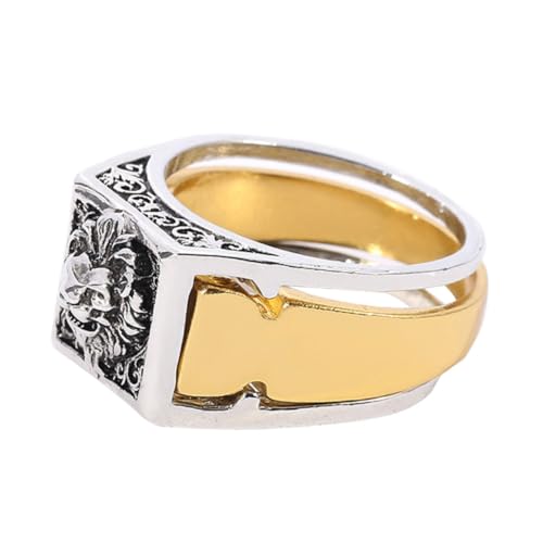 MOKKHNB Geprägter Löwenring für Herren mit Geheimfach Vintage Gothic Schmuck für Männer Einzigartiger Gedenkring für Besondere Anlässe von MOKKHNB