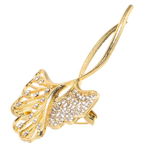 MOKKHNB Ginkgo Brosche Mit Strasssteinen Luxuriöses Design Robuste Anstecknadel Für Frauen Perfektes Accessoire Für Anzüge Und Hochzeiten von MOKKHNB