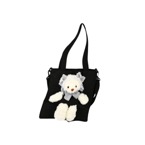 MOKKHNB Canvas Tasche Mit Bären-design Großes Fassungsvermögen Bequeme Schultergurte Geeignet Als Schultertasche Oder Handtasche Für Mädchen Und Studenten von MOKKHNB