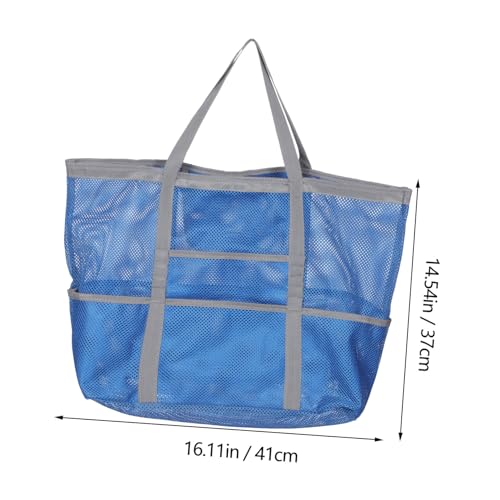 MOKKHNB Große Netz Strandtasche Damen mit Reißverschluss Leichte Vielseitige Badetasche für Schwimmen Reisen Fitnessstudio und Alltag Robust Tragbar Modisch in Blau von MOKKHNB