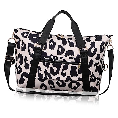 MOKKHNB Große Reisetasche mit Kuhmuster Faltbare Sporttasche Oxford Multifunktionale Gepäcktragetasche mit Schultergurten für Herren und Damen für Reisen und Sport von MOKKHNB
