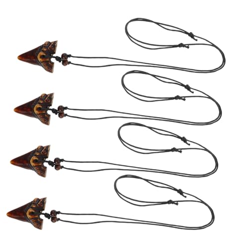 MOKKHNB Haifischzahn Halskette Harz für Männer und Frauen Verstellbare Kordel Vintage Schmuck Perfektes für Surfer und Strandliebhaber Teiliges Tiefbraun von MOKKHNB