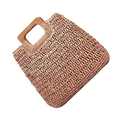 MOKKHNB Handgewebte Strandtasche Für Mädchen Sommer Handtasche Einfache Tragetasche Modische Strandtasche Für Strand Party Shopping Und Alltag von MOKKHNB